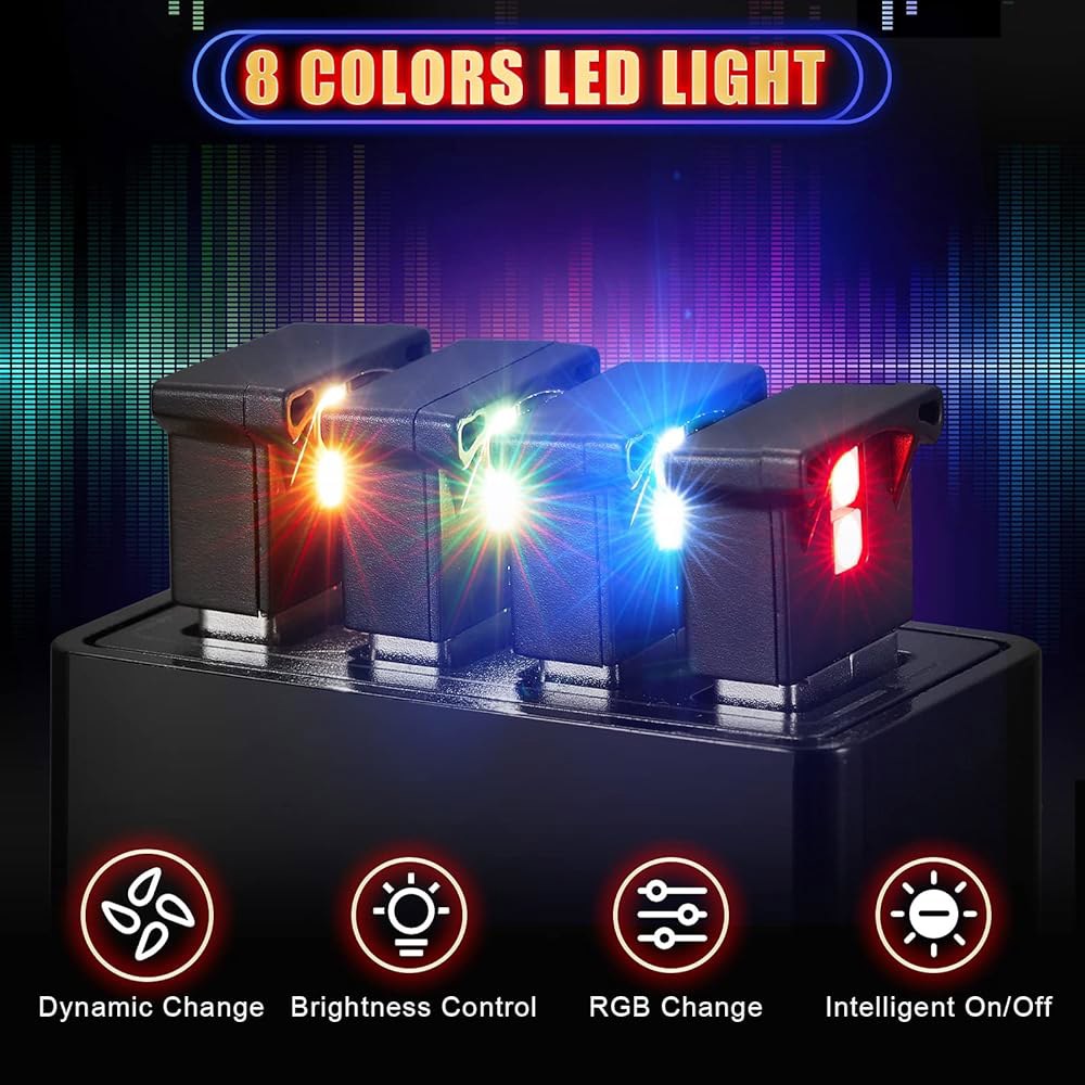 Frienda 6피스 미니 USB LED 조명, 자동차 램프, 8가지 키보드 내부 분위기 색상 장식 조명 사무실 야간 스마트 5v 밝기 가능, 노트북 조절 Type A 2 - 상세 이미지 2