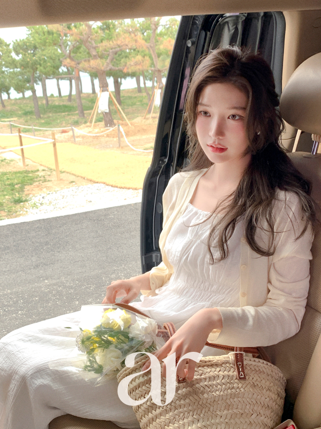 리본 셔링 스모크 밴딩 뷔스티에 롱 원피스 op16387 이미지 3