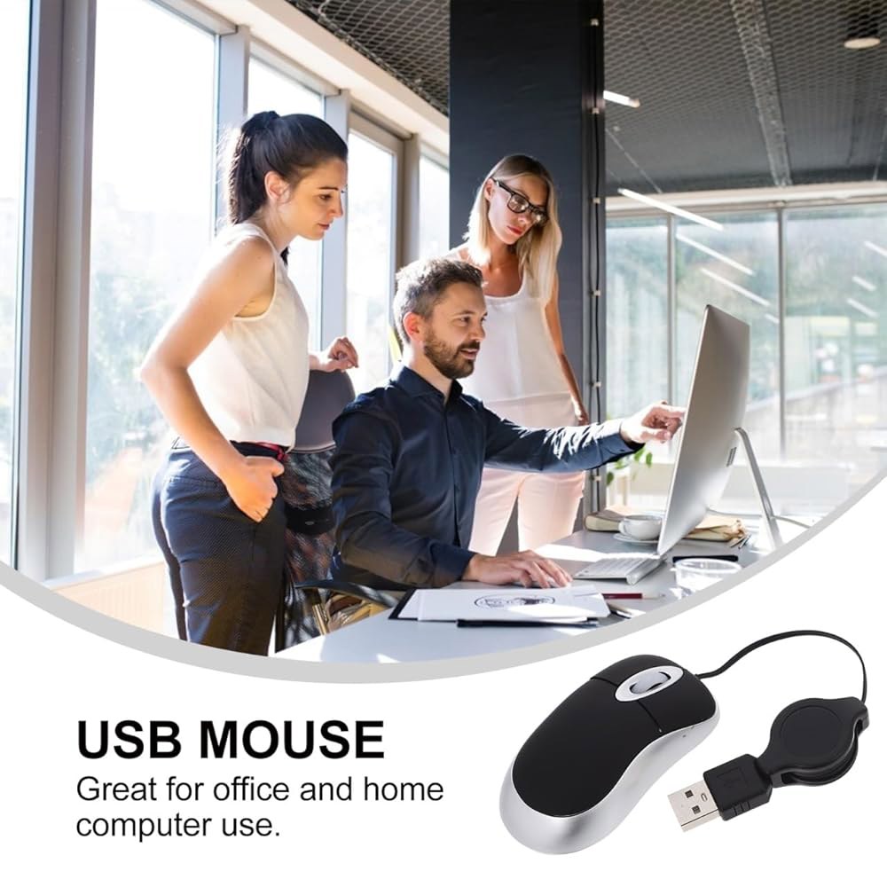 Angoily 2피스 USB 마우스 유선 미니 편안한 휴대용 오른손 적합 그립 스크롤 왼손 노트북에 7X4CMx3pcs Blackx3pcs - 상세 이미지 2