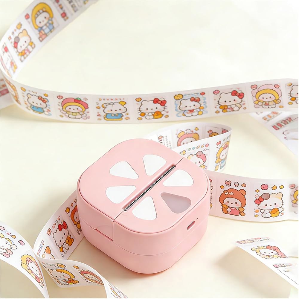 ciciglow D20 미니 스티커 프린터, 라벨 3롤 컬러 기계, 포함), 감열지 휴대용 메이커, (배터리 앱, 저널링, 사무실 메이커 나다 프린트 가정용 DIY, - 상품 이미지