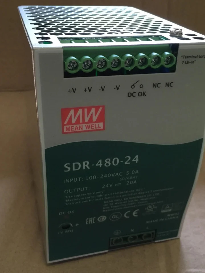 SDR-480 대만 Mingwei 24 V 48V 레일 DC 스위칭 전원공급장치 480W 액티브 PFC 고효율 신