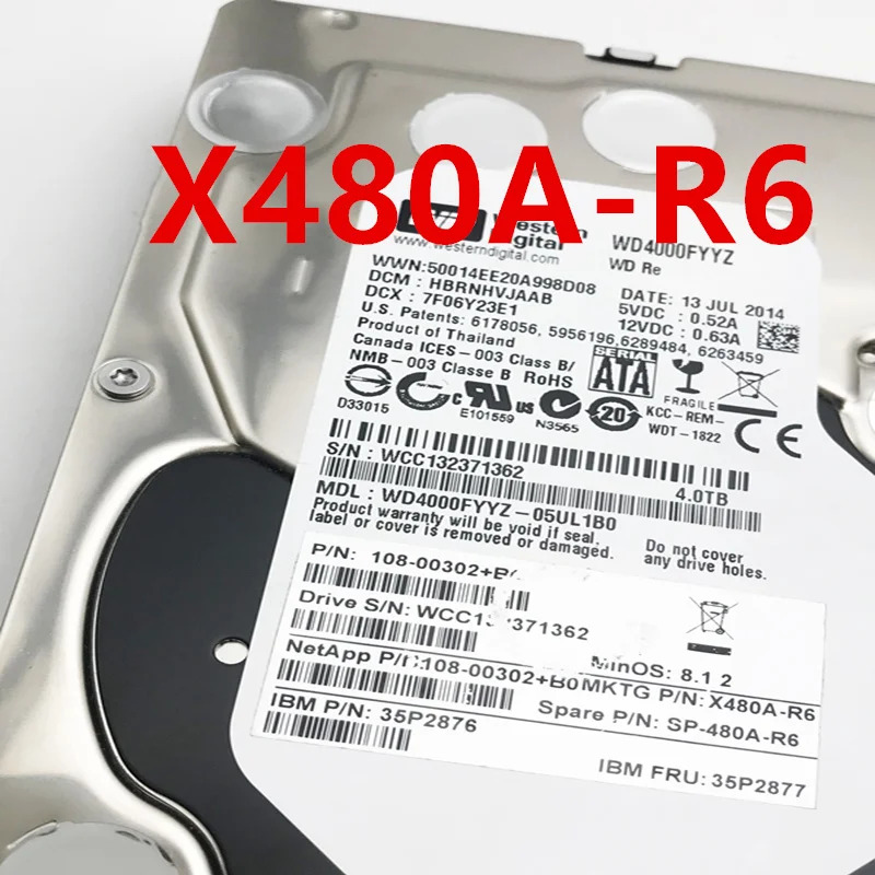 NETAPP 하드 4TB SATA 3.5 인치 7200RPM 128MB 서버 HDD X480A-R6 SP-X480A-R6 35P2877 108-00302 거신
