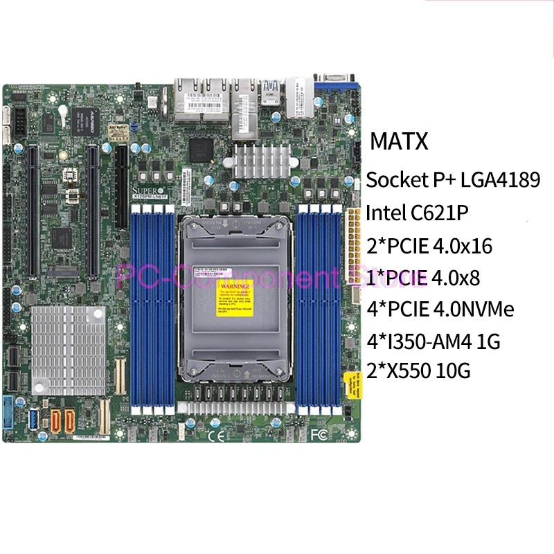 서버 마더보드 Supermicro LGA-4189 2x10GB DDR4-3200MHz M- C621P 12V DC X12SPM-LN6TF