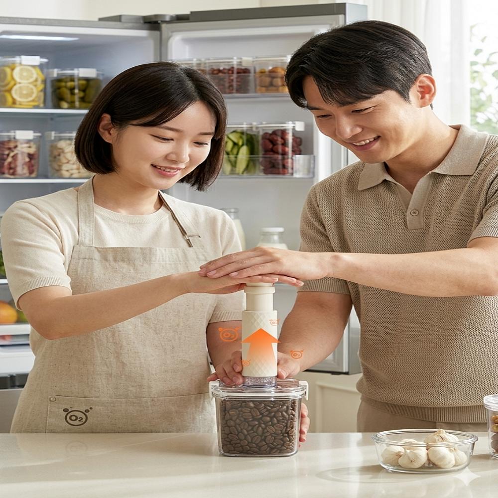 냉장고 소분 진공밀폐용기 투명 반찬통 야채보관통 용기 펌프형 - 상세 이미지 2