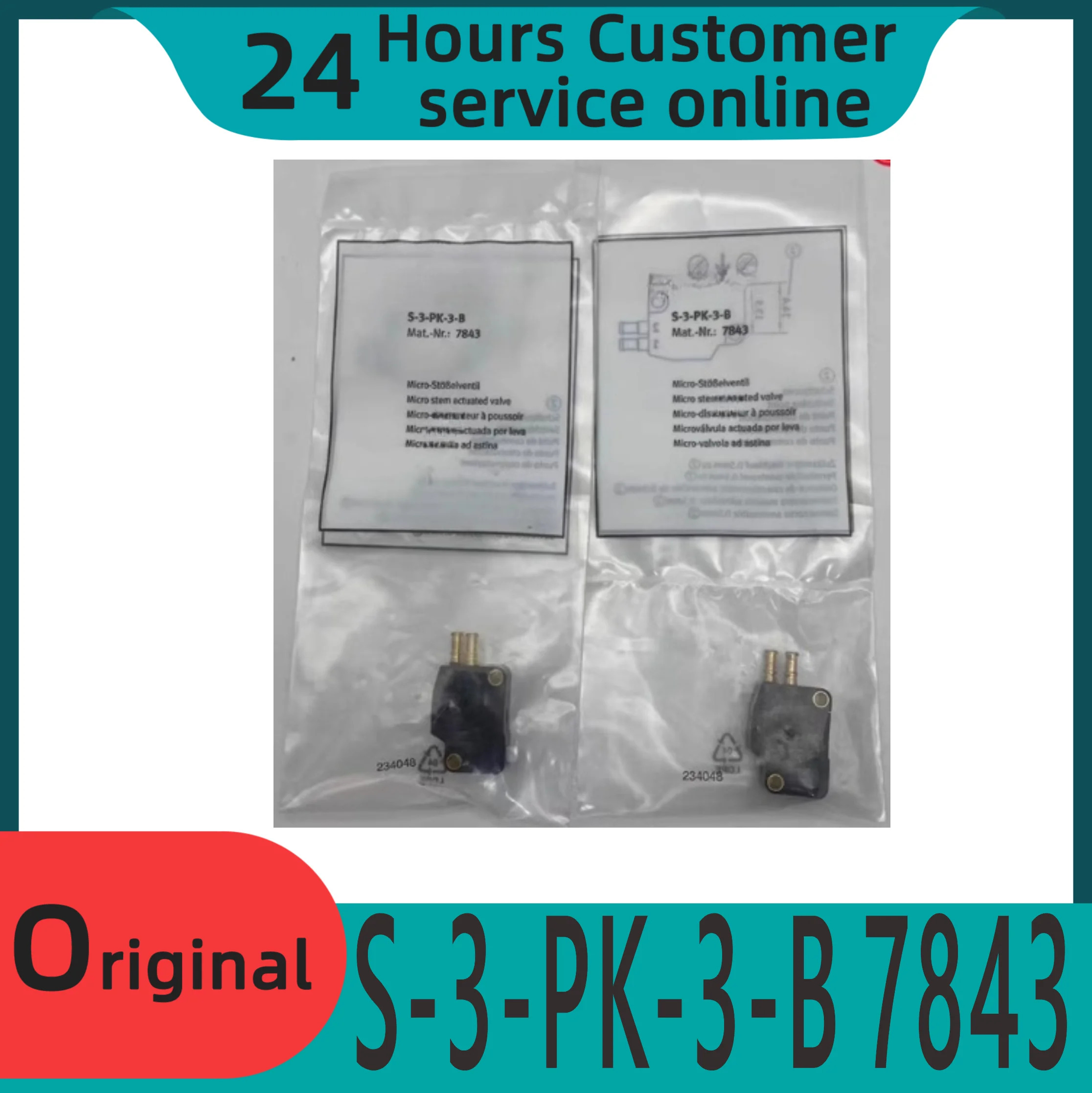 오리지널 마이크로 컬럼 구동 밸브 직동식 라운드 헤드 S-3-PK-3-B 7843