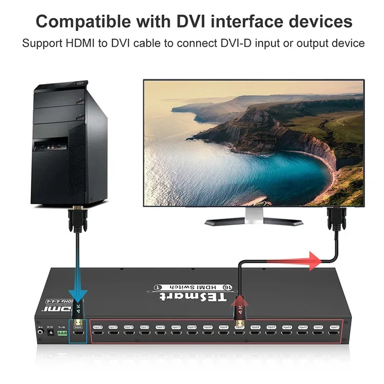 HDMI 스위치 16 입력 1 출력 포트 16x1 4K  60Hz