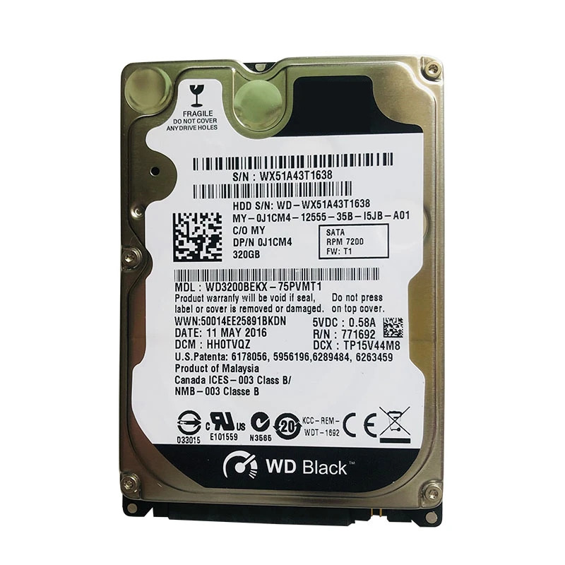 노트북내장 하드 오리지널 HDD WD 320GB 2.5 인치 SATA 3 Gb/s 16MB 7200RPM 9.5mm WD3200BEKX