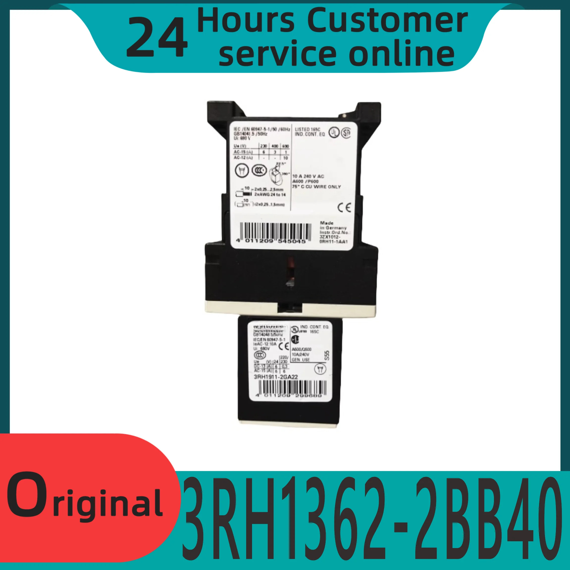 원본 3RH1362-2BB40 DC24V 엘리베이터 특정 접촉기 3RH1911-2GA22
