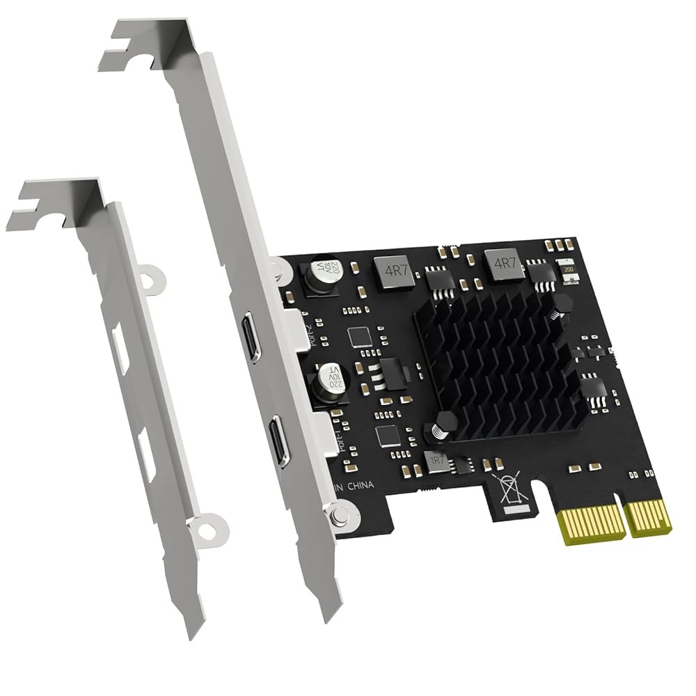 GLOTRENS U3142X1 2포트 10Gb PCIe USB 확장 카드, USB-C 포트 2개(USB 3.2 2세대), PCIE X1 인터페이스, Windows /Linux / - 상품 이미지