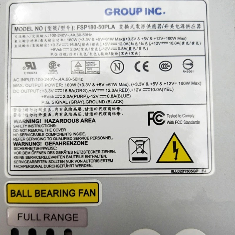 FSP ITX FLEX H128 H129 H110 H128C B85 i3 i5 소형 1U NAS K39 180W 전원공급장치 FSP180-50PLA 새 원본 PSU