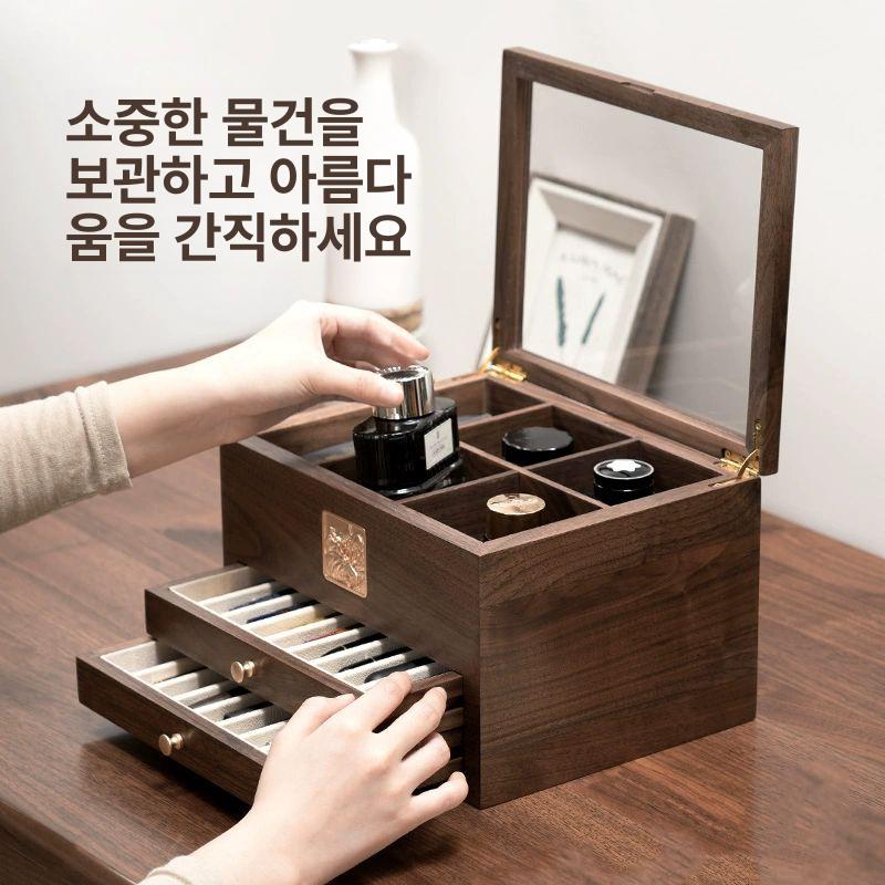 원목 보관함 홀더 서랍형 박스 펜케이스 수납함 필통 정리함 필기구 거치대 사무실 - 상세 이미지 4
