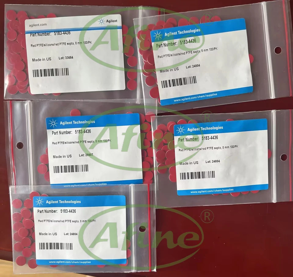AFINE Agilent 5183-4436 레드 PTFE 화이트 실리콘 셉타 8 mm 8-425 캡 바이알 100/pk