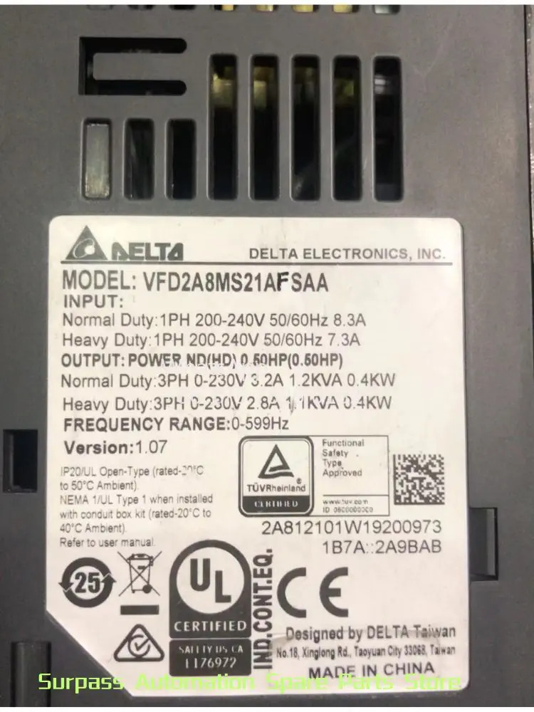 VFD2A8MS21AFSAA 사인버터 0.4kW 리퍼 기능 OK