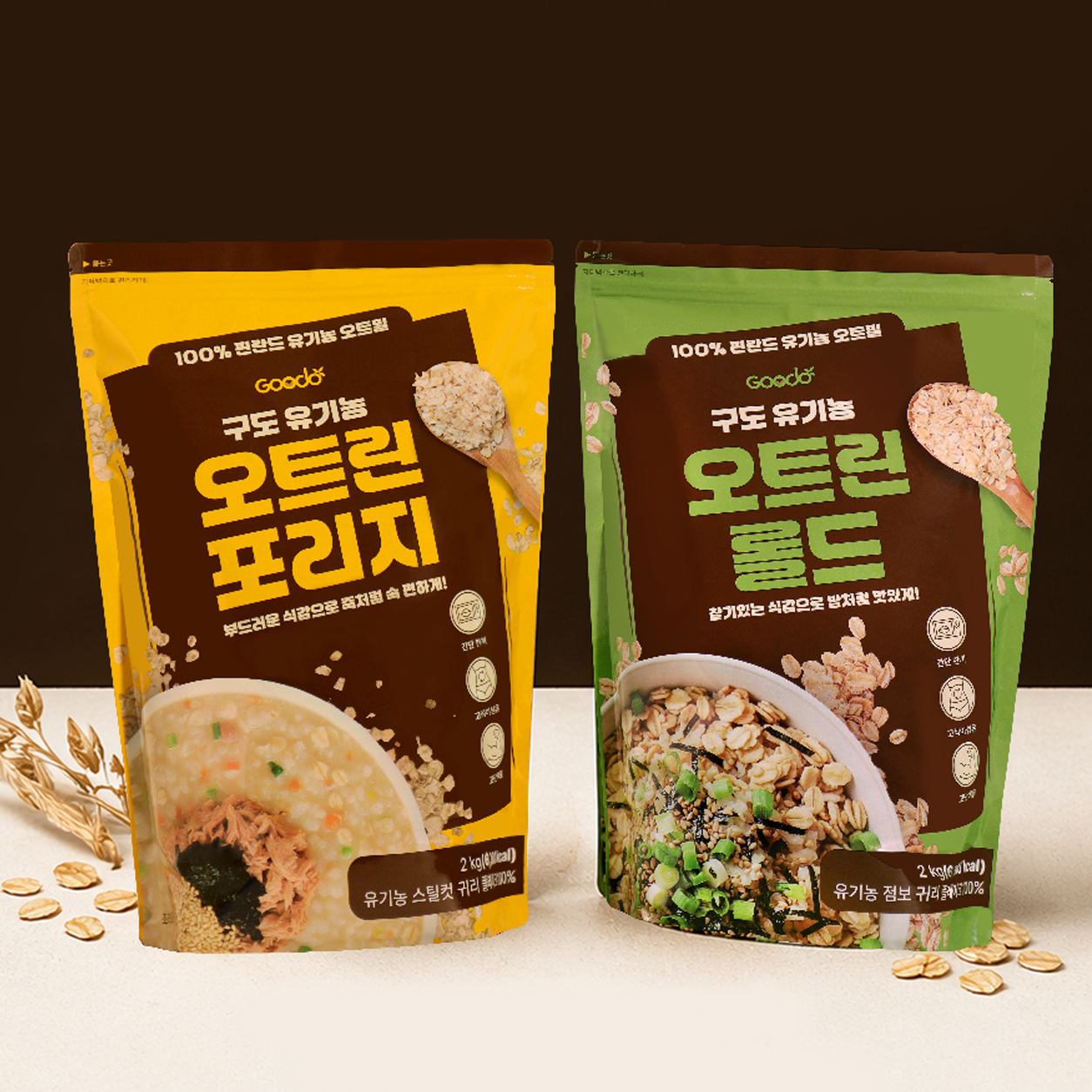 구도 유기농 오트린 롤드 포리지 2kg 핀란드산 오트밀 압착귀리 상품 이미지