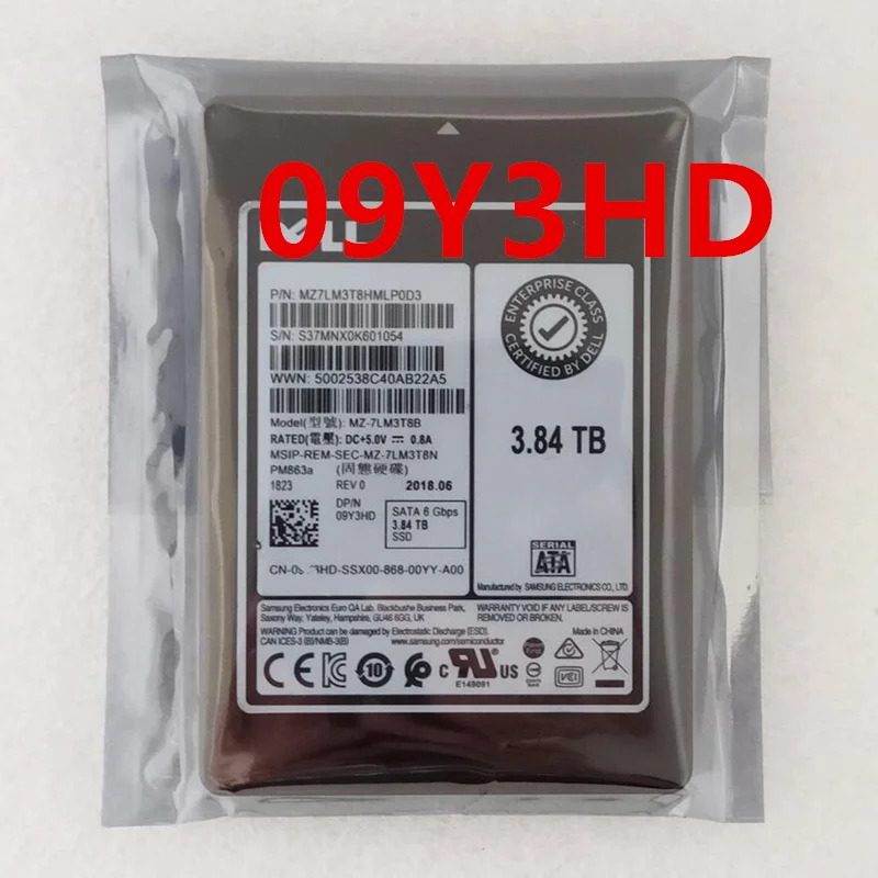 09Y3HD 9Y3HDDELL 3.84TB 2.5 SATA SSD거새 오리지널 솔리드 스테이트 드라이브