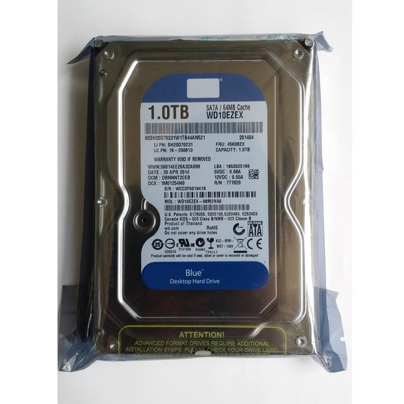 WD10EZEX데스크탑 하드 드라이브내장 WD Blue 1TB 3.5 SATA 6 Gb/s 64MB 7200RPM새 원본 HDD