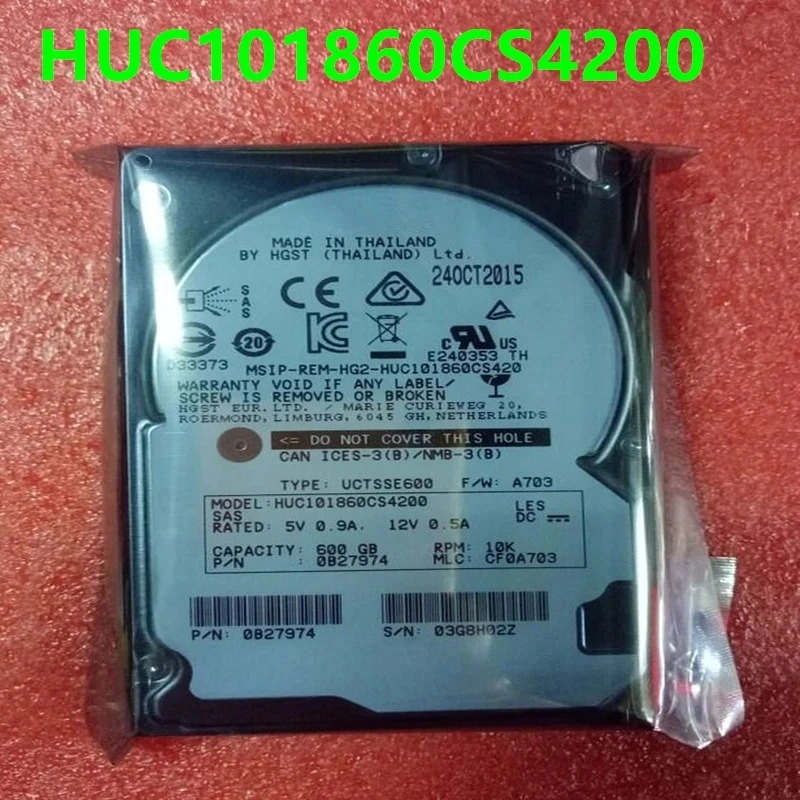 HUC서버 하드 드라이브내부 Hgst 600GB 2.5 SAS 128MB 15K거새 원본 HDD 101860 CS4200