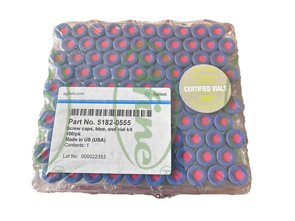 AFINE Agilent 5182-0555 캡 바이알 팩 스크류 탑 사전 조립된 투명 PTFE/실리콘/PTFE 셉타 2 mL 100/pk 12 mm