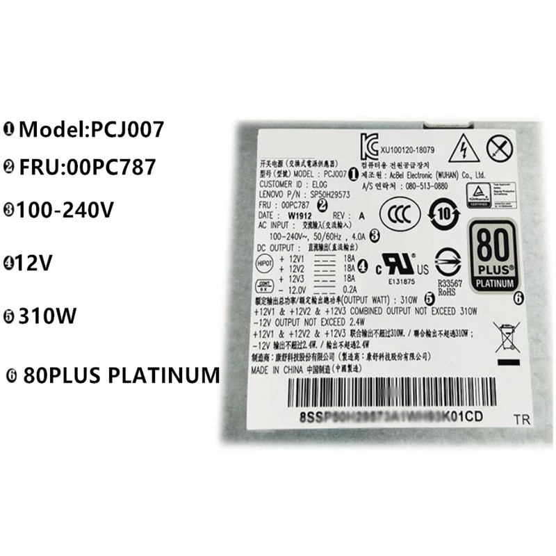 Lenovo호환 TFX M310 410 610 710 90 H3060 5060 510 B415 10Pin 310W 전원공급장치 PCJ007 00PC787 SP50H29573 새