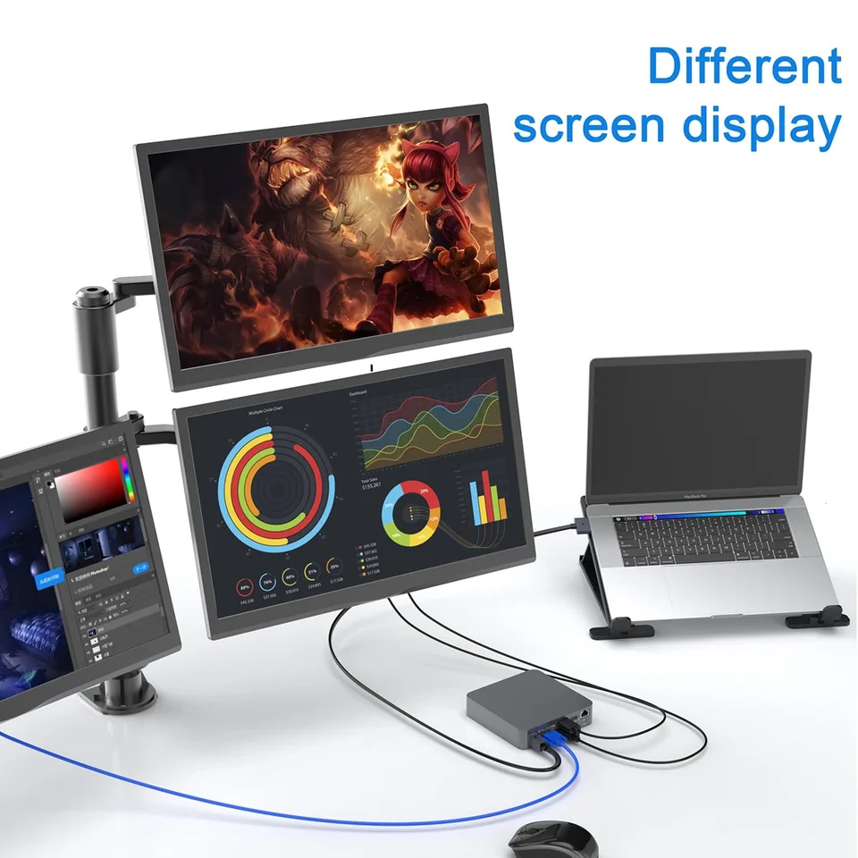 듀얼모니터 HDMI C 타입 100W PD 충전기 노트북 어댑터 맥북호환USB 허브 18 in 1