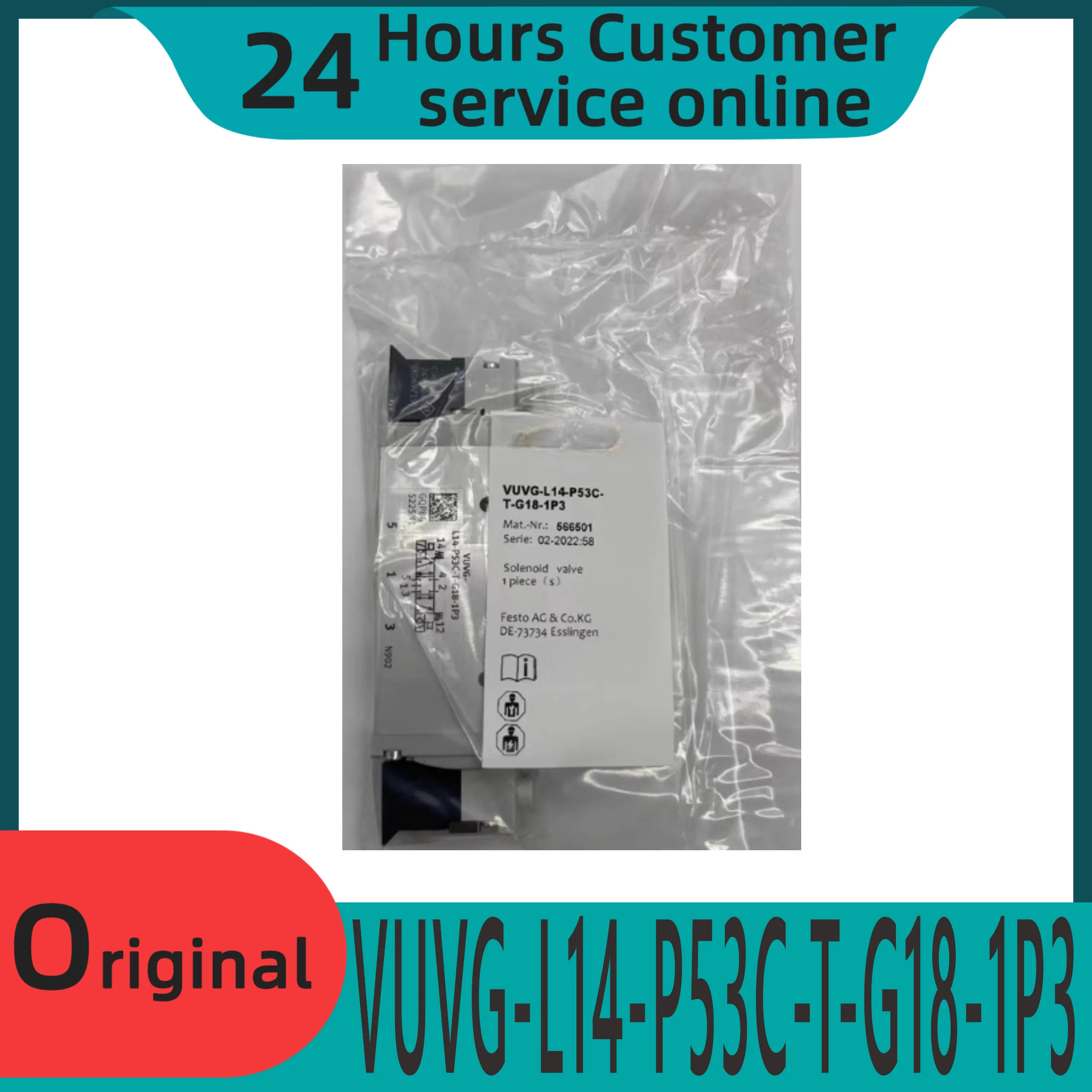 오리지널 솔레노이드 밸브 VUVG-L14-P53C-T-G18-1H2L-W1 577320 566501