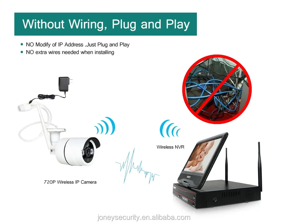 와이파이 NVR 키트인치 모니터 CCTV 무선 카메라 4 개 NVRP 4ch