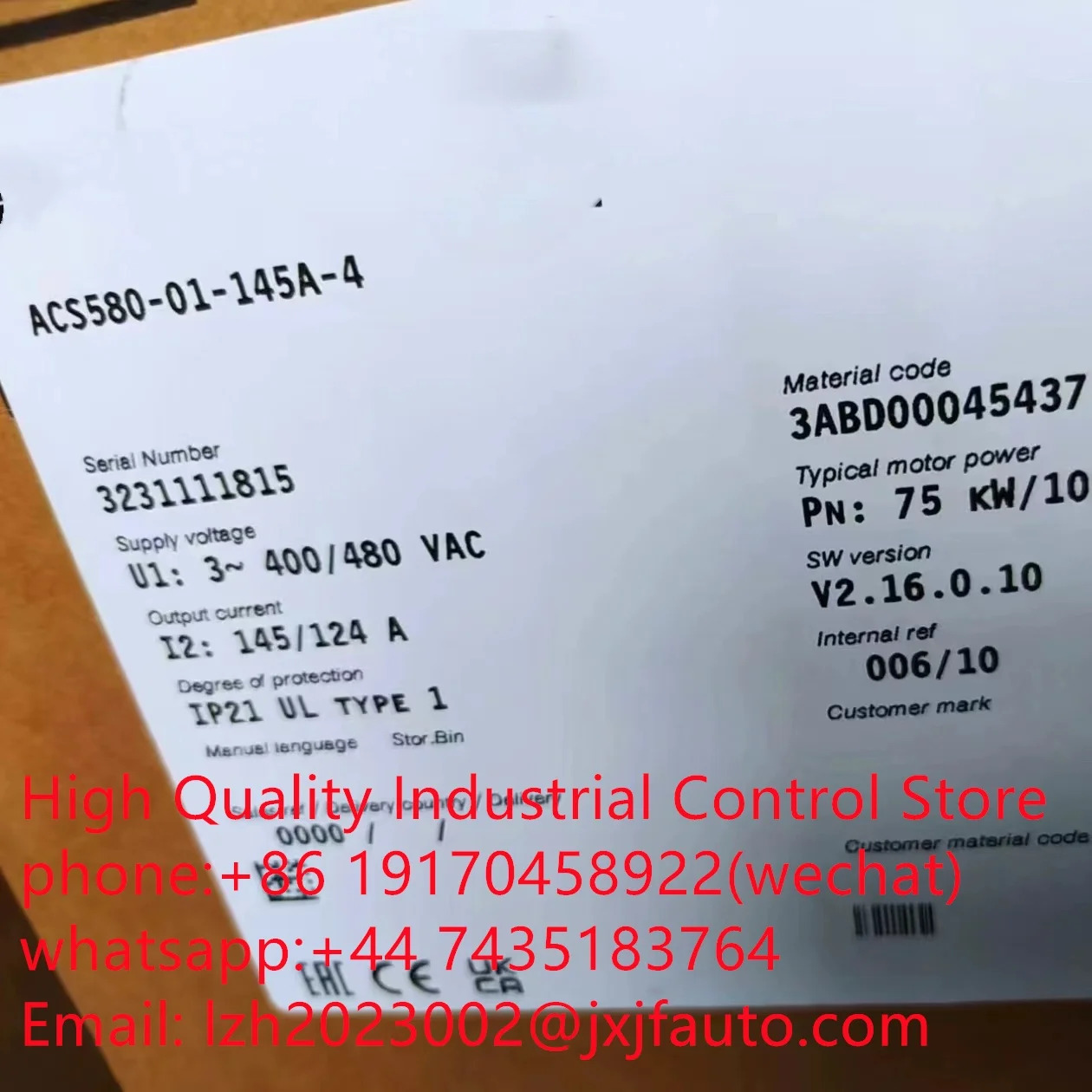 ACS580 시리즈 VCS580-01-363A-4 납품 3ABD00037932-D