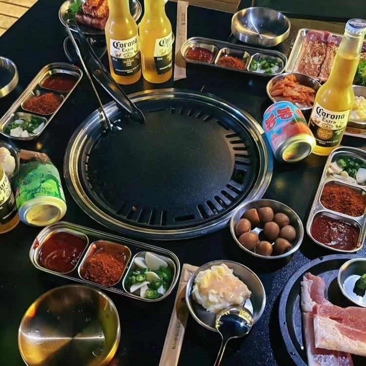 고깃집 야시장 업소용 고기테이블 숯불테이블 화로 불판 원형 식탁 훠궈 삼겹살 - 상품 이미지
