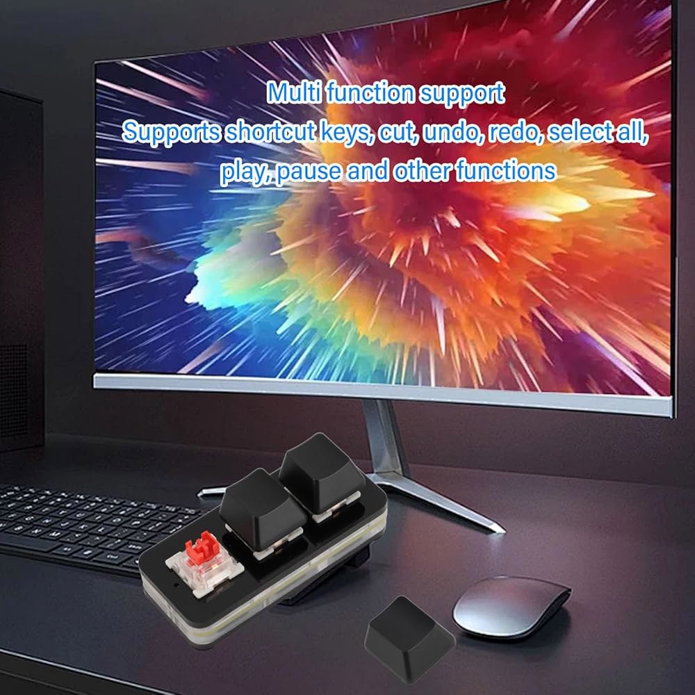 Yoidesu 3키 미니 USB 프로그래밍 가능한 게임용 키보드, (블랙) 기계식 Sayo 타입 장치 및 사무실 매크로 작업 C 유선 RGB 스위치, 백라이트 키패드, 레드 - 상세 이미지 3