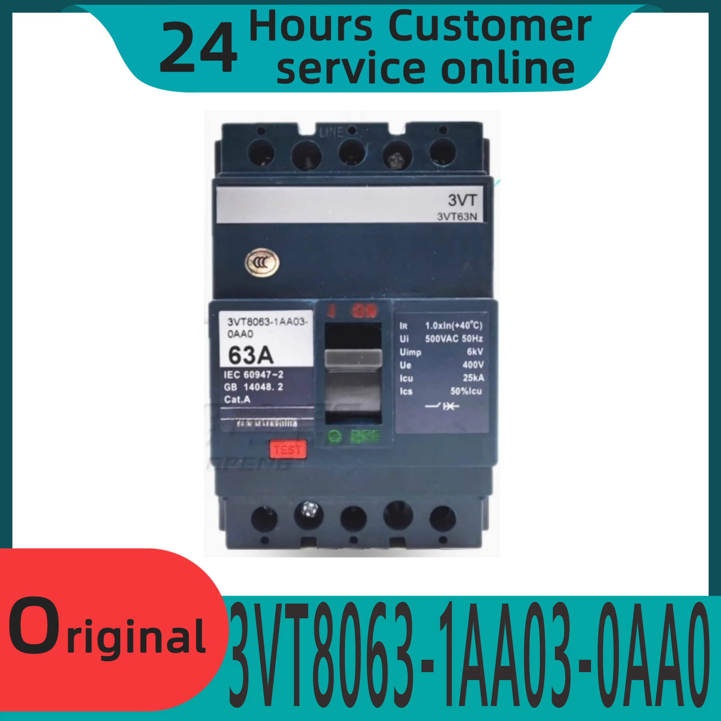 오리지널 몰드 케이스 회로차단기 에어 스위치 3VT8063-1AA03-0AA0 3VT63N63A