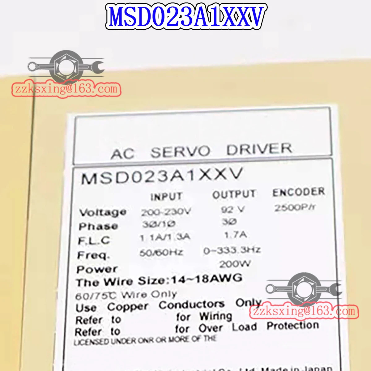 MSD023A1XXV 오리지널형 AC 서보 드라이버