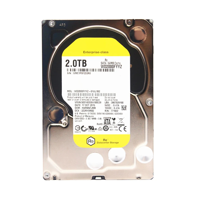 WD 블랙 골드 전오리지널 HDD 엔터프라이즈 WD2000FYYZ WD2000F9YZ 2TB 3.5 인치 SATA 64MB 7.2K 신