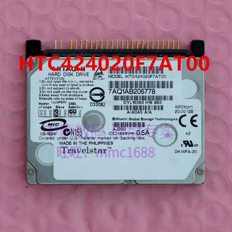 HITACHI오리지널 하드 HTC424020F7AT00 HTC426040G9AT00 20GB 40GB IDE 1.8 인치 5400RPM 2MB 노트북 HDD 거신