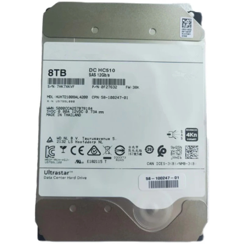 엔터프라이즈급 하드 드라이브 HUH721008AL4200Hgst/WD 8TB 3.5 SAS 12Gb/s 256MB 7200RPM거새 원본 HDD
