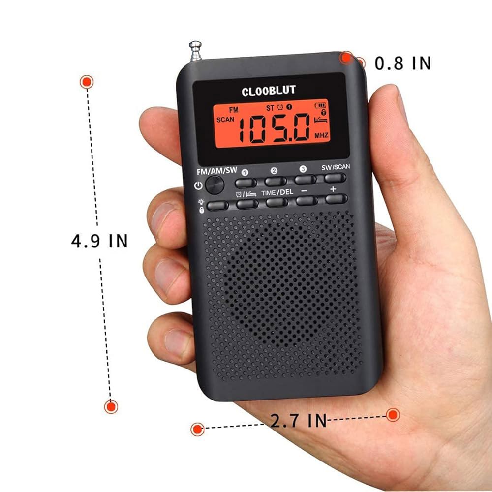 RD218 단파 라디오 FM/AM/SW 밴드 트랜지스터 AA LCD 수면 사운드 타이머, 백라이트 수신, 구동, 시계 디스플레이 미니 최고의 품질 배터리로 알람 키 디지털 - 상세 이미지 3