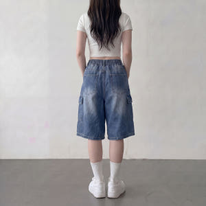 버뮤다청반바지 데님버뮤다팬츠 7부청바지 밴딩청반바지 착용 후기 | 사이즈/핏 총정리 - 상품 이미지 3