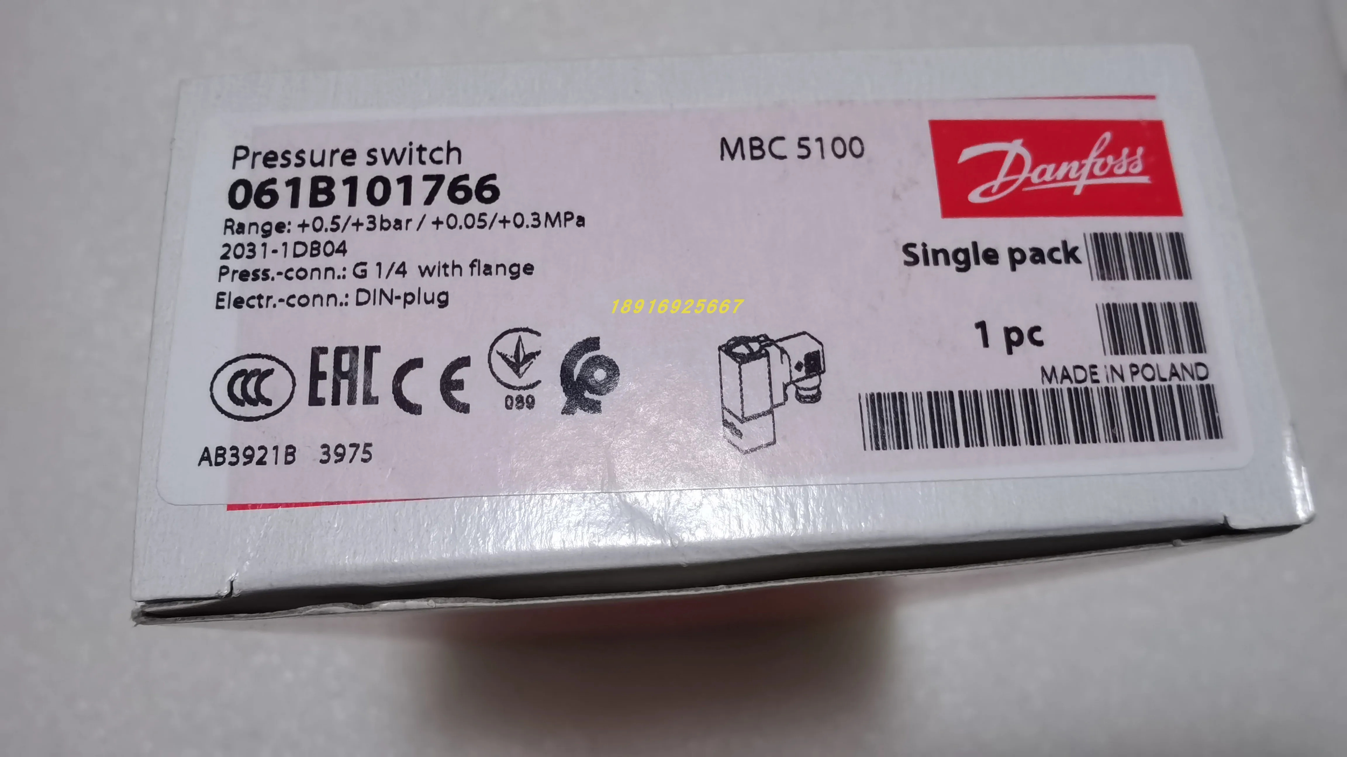 061B101766 센서 Dnfoss 마그네틱 MBC5100 압력 스위치 금속 0.5-3 BAR