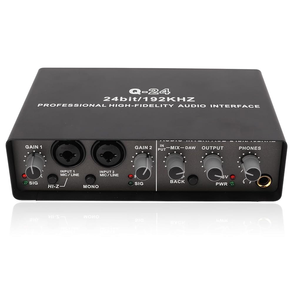 스튜디오 녹음을 위한 USB 오디오 인터페이스, 24비트 192KHz HD 음질 지원, 기타리스트, 보컬리스트 또는 프로듀서를 인터페이스 USB2.0 연결 - 상품 이미지