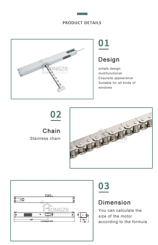 숨겨진 채광창 전동 창문 오프너 레센서 전기 체창문 내장 리모컨 110V-230V
