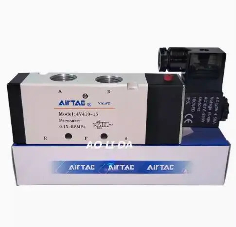 Airtac 2위치 5방향 솔레노이드 밸브 4V410-15 AC220V AC24V DC24V