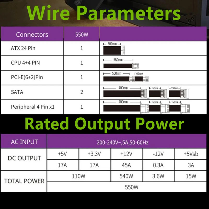 쿨러PSU MPE-4001-ACABW MPE-5001-ACABW MPE-4501-ACABW-CN MPE-4003-ACABW 550W 500W 450W 400W 전원공급장치 신