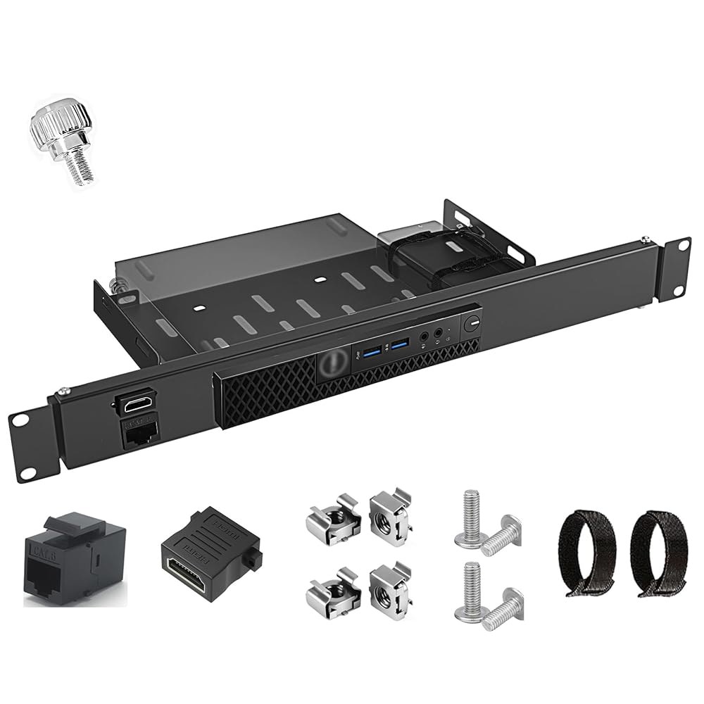 Dell OptiPlex 마이크로 폼 팩터 케이스용 있는 서버 마운트, 및 19인치 1U 48.3cm(19인치) 또는 HDMI 튼튼한 미니 RJ45 마운트가 CAT6 랙 선반, - 상품 이미지