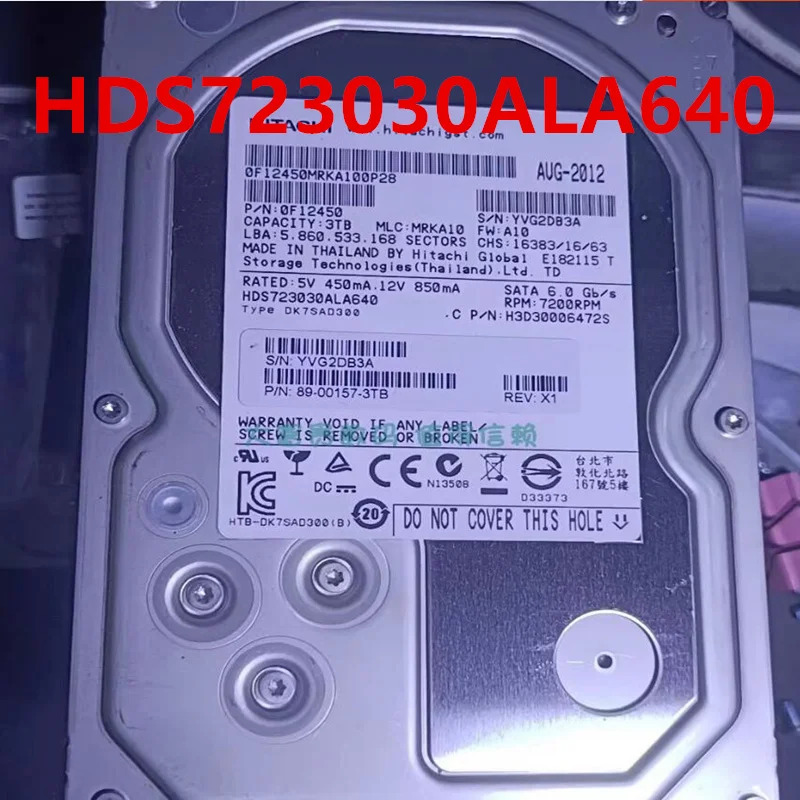 HITACHI 3TB SATA 3.5 7200RPM 64MB 하드 드라이브 0F12450 HDS거새 723030 ALA640 HDS5C3030ALA630