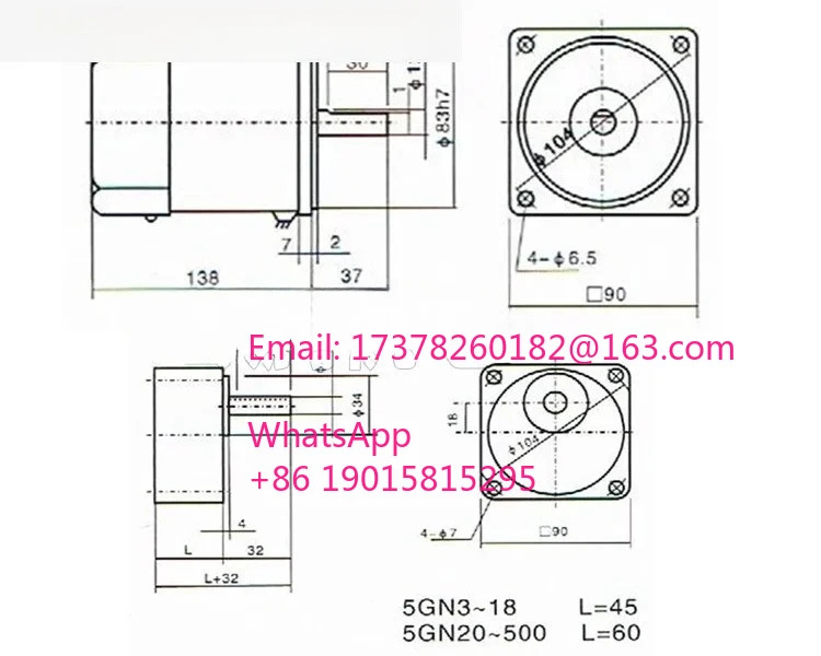 Oubang 120W 220V AC 기어 속도조절 모터/감속 모터 5IK120RGN-CF