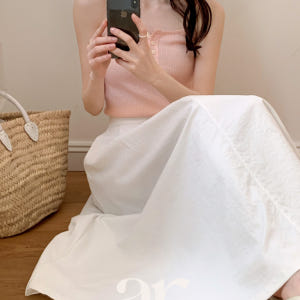 뒷밴딩 핀턱 플레어 롱 스커트 sk7813 착용 후기 | 사이즈/핏 총정리 - 상품 이미지 2