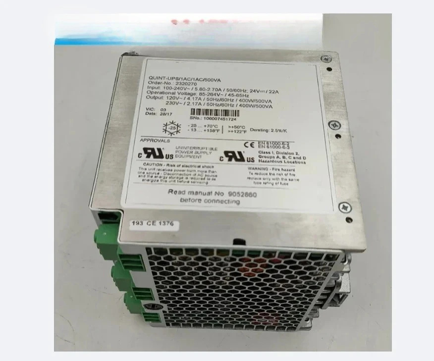 Phoenix QUINT-UPS/1AC/1AC/500VA 24V 2320270 무정전 전원공급장치완전 리퍼된