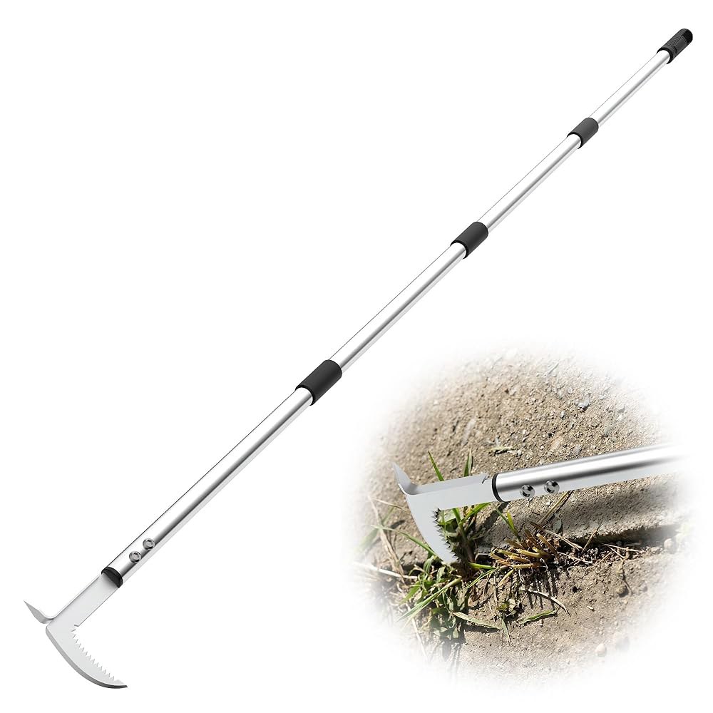 PadPure Crack 제초기 도구, 50.8-165.1cm(20-65인치) 조절 스테인리스 및 보도, 수동 튼튼한 풀러 틈새 제거제, 롱 정원, 제초 파티오, 스틸 잔디용 핸들 - 상품 이미지
