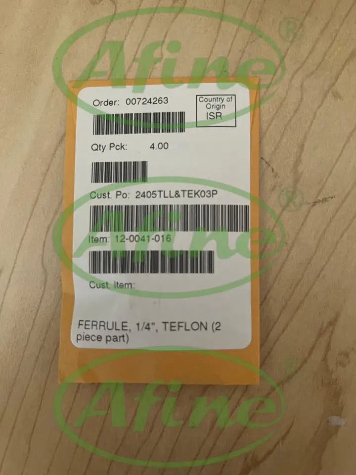 AFINE Teledyne 블로우 다운 부품 교체 페룰 PTFE 1/4IN 유리 2/PK 12-0041-016