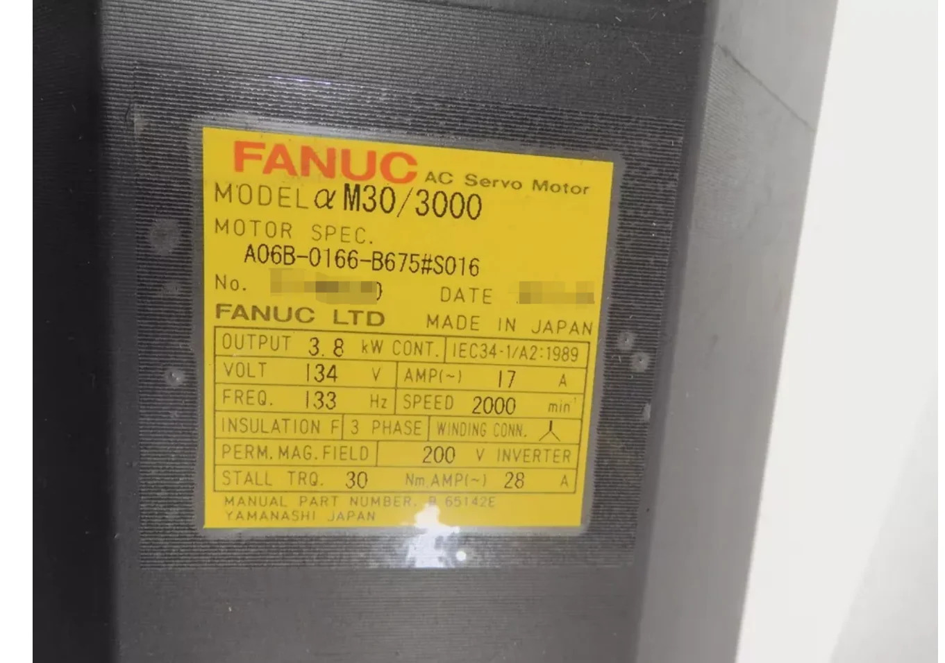 A06B-0166-B675 Fanuc 서보모터 리퍼 완료 Ok A06B 0166 B675
