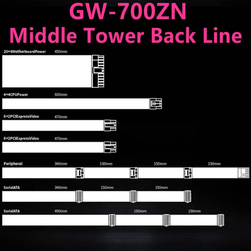 만리장성 지능형 제어PSU 0 dB 무소음 전원공급장치 500W 600W GW-600ZN GW-700ZN 신